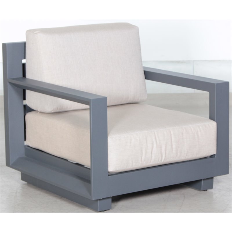 Paris Club Chair Gray Aluminum Frame in Taupe Cushion
