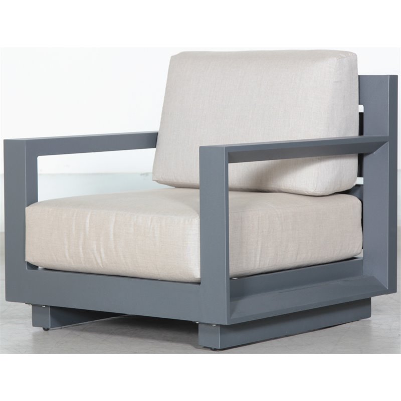 Paris Club Chair Gray Aluminum Frame in Taupe Cushion