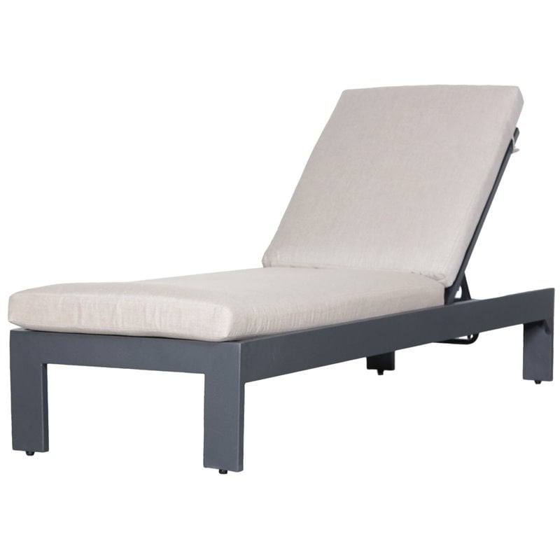 Paris Chaise Lounge Gray Aluminum Frame in Taupe Cushion