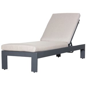 paris chaise lounge gray aluminum frame in taupe sunbrella cushion