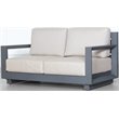 Paris Loveseat Gray Aluminum Frame in Taupe Cushion