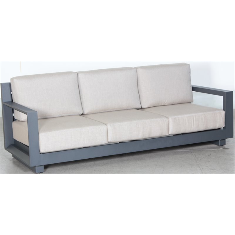 Paris Sofa Gray Aluminum Frame in Taupe Cushion