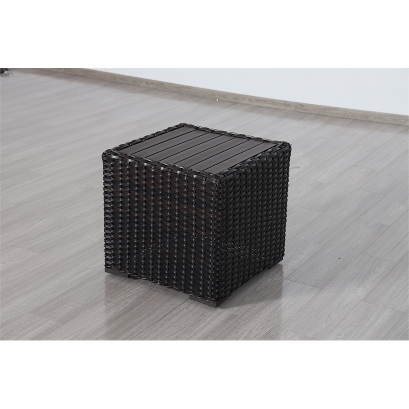 Santa Monica End Table Espresso Brown Aluminum Frame