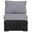 Santa Monica Middle Sectional in Tan Fabric Espresso Brown Frame/Gray Cushion