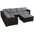 Santa Monica Sectional Set in Tan Fabric Espresso Brown Frame/Gray Cushion