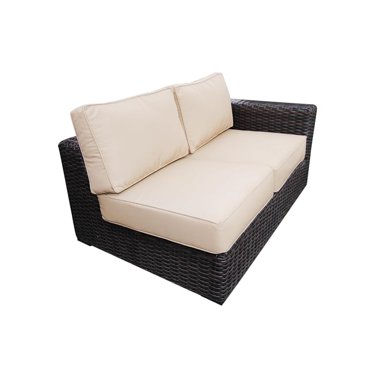 Santa Monica Right End Sectional in Tan Fabric Espresso Brown Frame/Gray Cushion