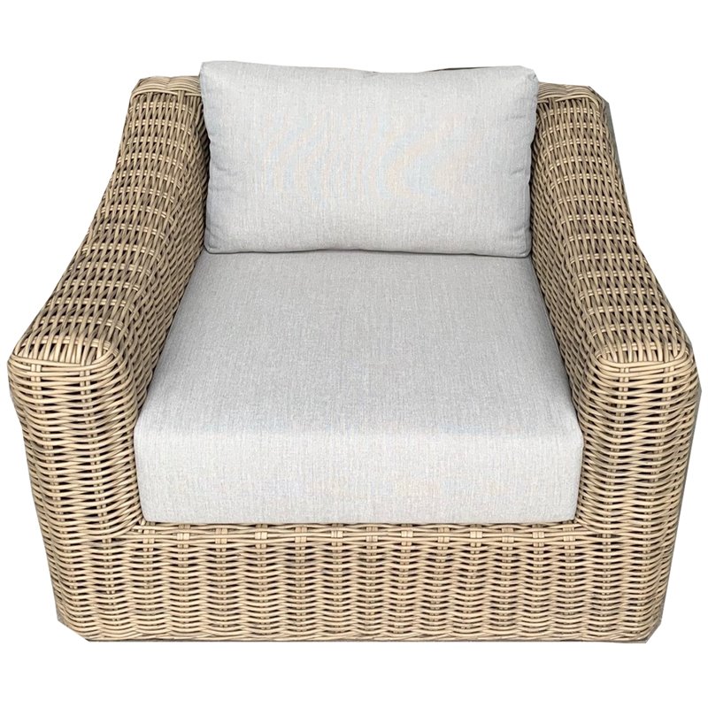 Tulum Two-Tone Dark Beige Aluminum Frame Deep Seating Set in Silver Cushions