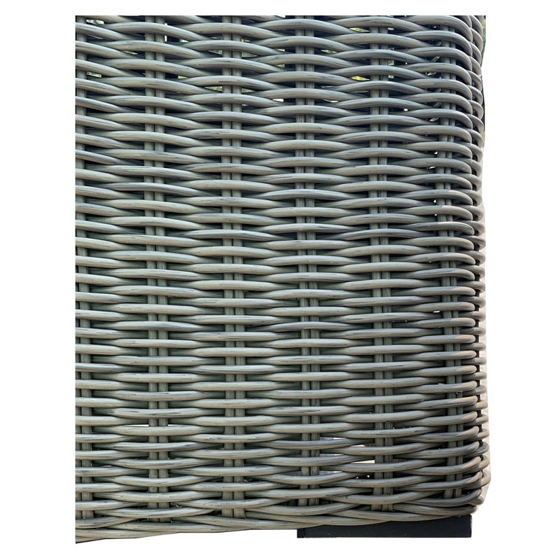 Tulum Two-Tone Dark Beige Aluminum Frame Loveseat in Silver Cushions