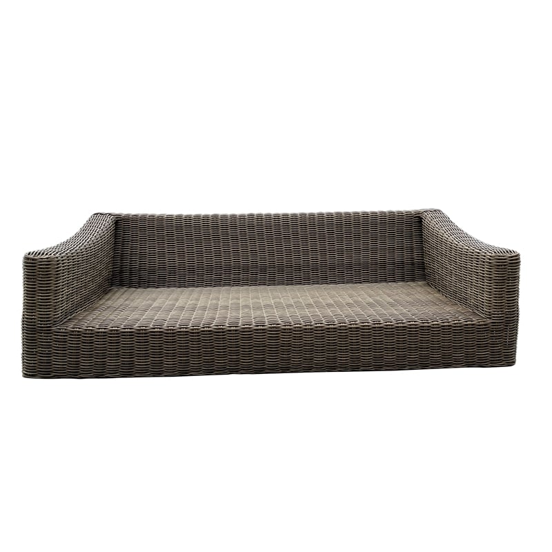 Tulum Two-Tone Dark Beige Aluminum Frame Sofa in Silver Cushions