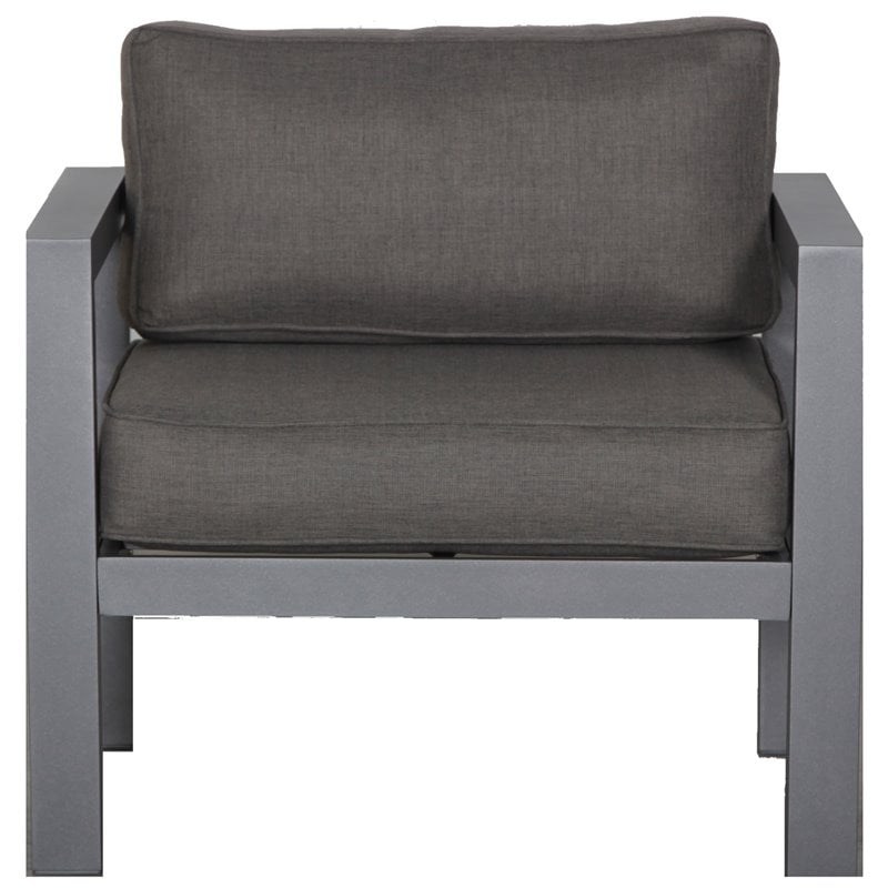 Cabo Aluminum Loveseat Set with Gray Frame in Charcoal Cushion