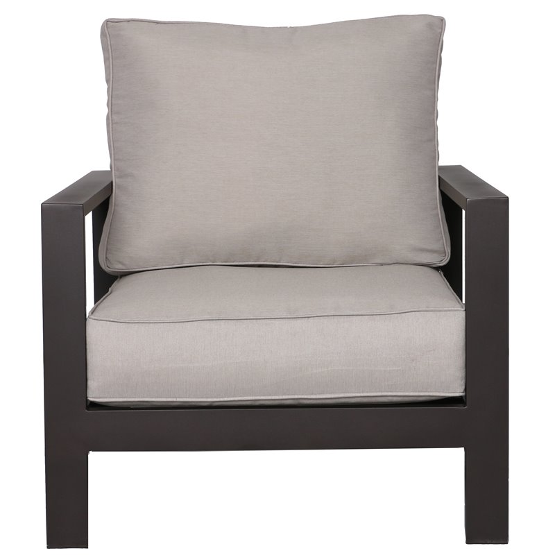Atlantis Aluminum Frame Loveseat and Club Chair Set in Brown/Silver Cushion