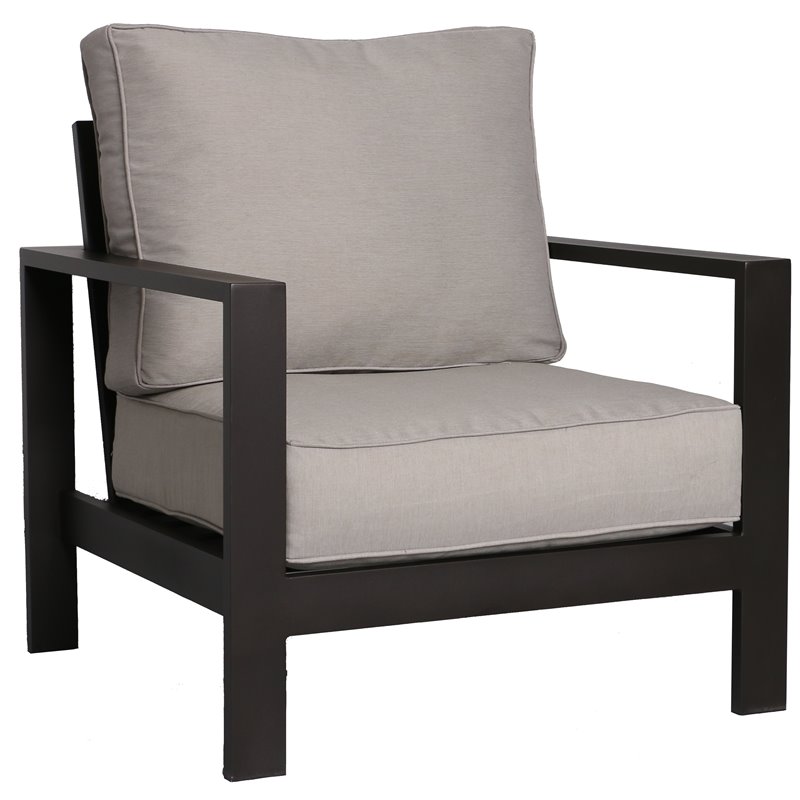 Atlantis Aluminum Frame Loveseat and Club Chair Set in Brown/Silver Cushion