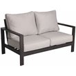 Atlantis Aluminum Frame Loveseat and Club Chair Set in Brown/Silver Cushion