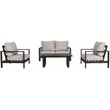 Atlantis Aluminum Frame Loveseat and Club Chair Set in Brown/Silver Cushion