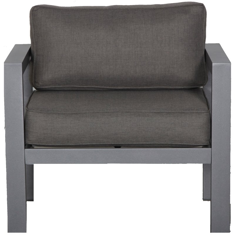 Cabo Aluminum Sofa Set with Gray Frame in Charcoal Cushion