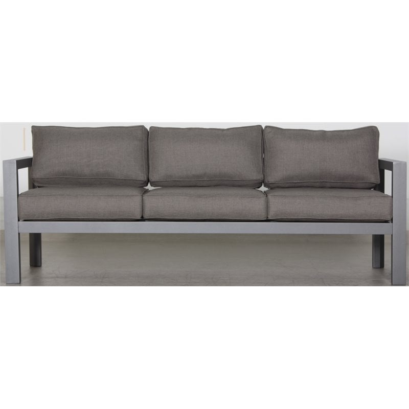 Cabo Aluminum Sofa Set with Gray Frame in Charcoal Cushion