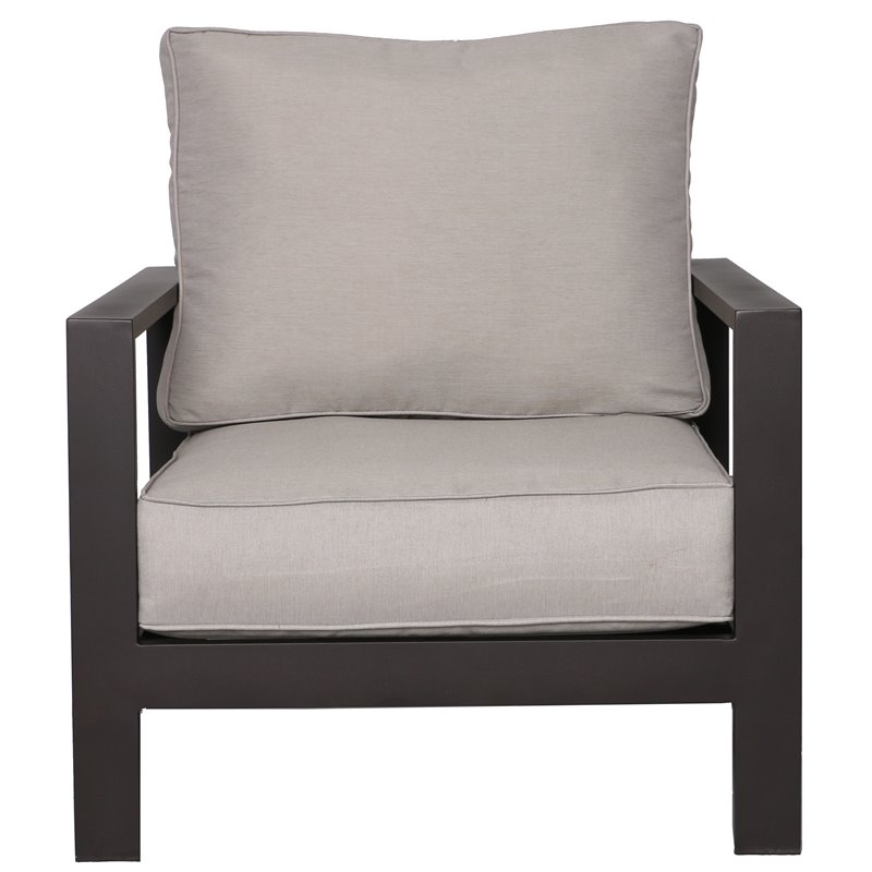Atlantis Aluminum Frame Sofa and Club Chair Set in Brown/Silver Cushion