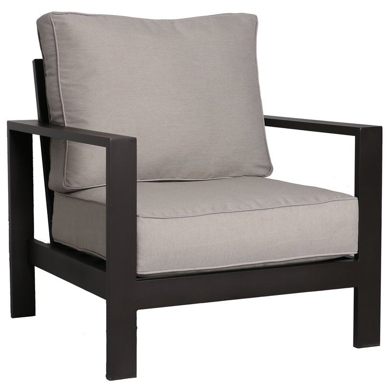 Atlantis Aluminum Frame Sofa and Club Chair Set in Brown/Silver Cushion