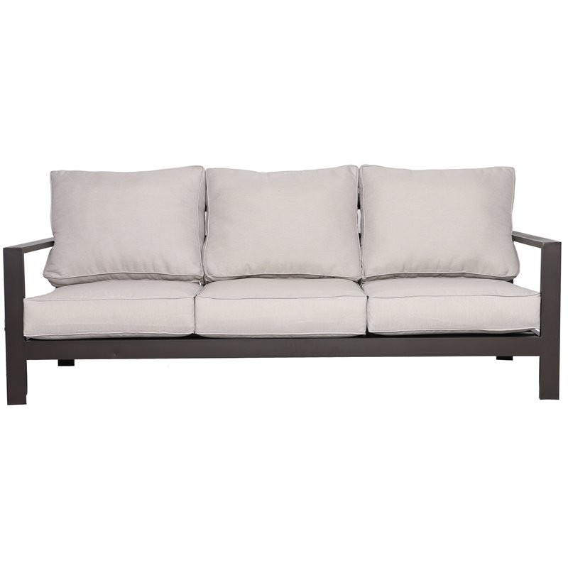 Atlantis Aluminum Frame Sofa and Club Chair Set in Brown/Silver Cushion