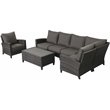 Barbados 5-PC Two-Tone Wicker Sectional Set with Club Chair in Charcoal Cushion