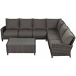 Barbados 6-PC Two-Tone Wicker Sectional Set with Coffee Table Charcoal Cushion