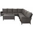 Barbados 7-PC Two-Tone Wicker Sectional Set with Coffee Table Charcoal Cushion