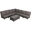 Barbados 7-PC Two-Tone Wicker Armless Sectional Set in Charcoal Cushion