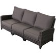Barbados 3-PC Two-Tone Dark Gray/Light Gray Wicker Sofa in Charcoal Cushion