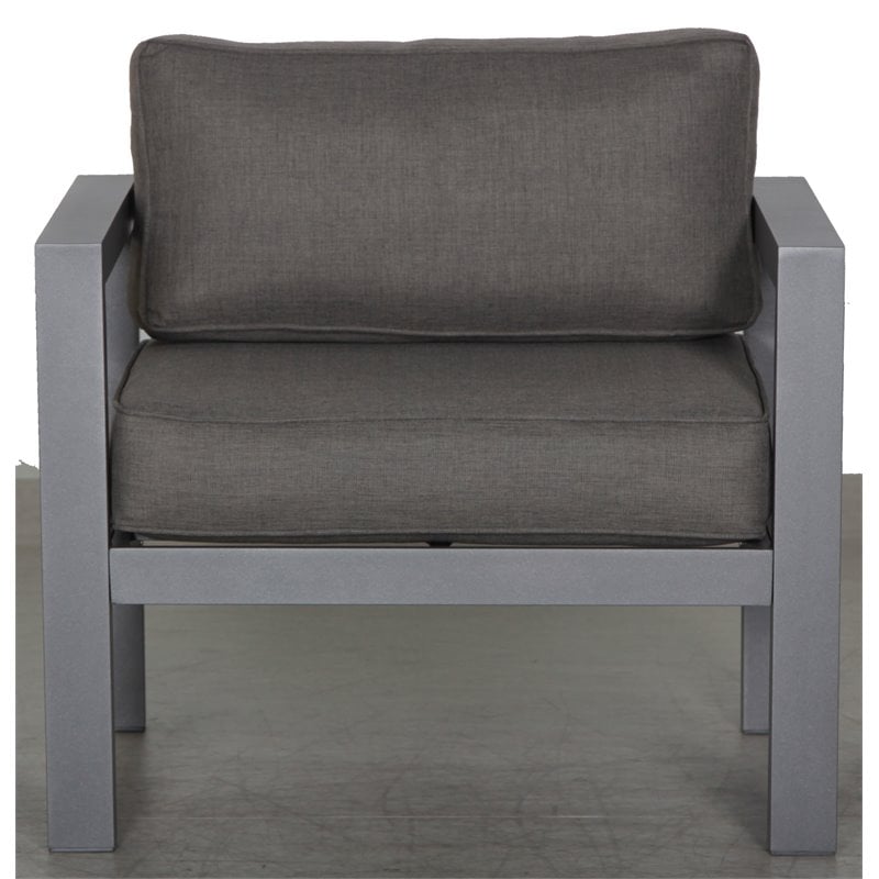 Cabo 4-PC Deep Seating Set Gray Aluminum Frame in Charcoal Cushion