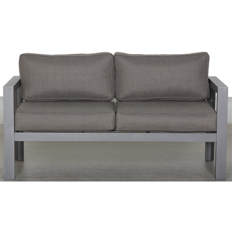 Cabo 4-PC Deep Seating Set Gray Aluminum Frame in Charcoal Cushion