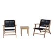 Teva Furniture Tan Wood Venice Club Chair Seating Set with Black Rope Weave