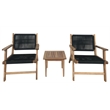 Teva Furniture Tan Wood Venice Club Chair Seating Set with Black Rope Weave