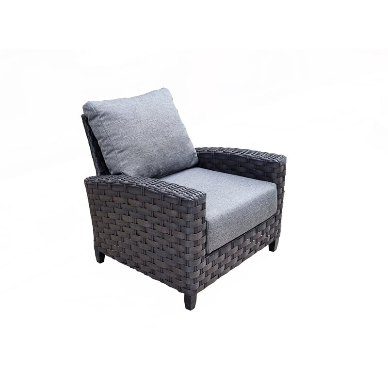 Teva Furniture Wicker/Rattan Belize Club Chair in Dark Charcoal Gray
