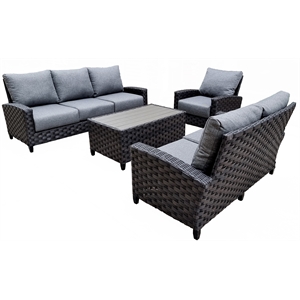 teva furniture wicker / rattan belize deep seating set in dark charcoal gray