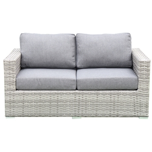 teva furniture light gray miami wicker / rattan love seat with cushion