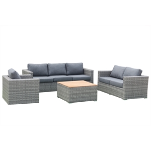 teva furniture light gray miami wicker / rattan deep seating set with cushion
