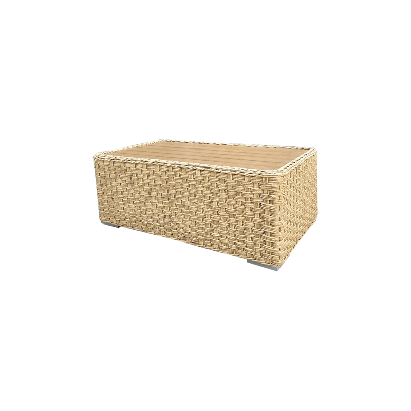 Teva Furniture Malibu Wicker Coffee Table with Poly Wood Top