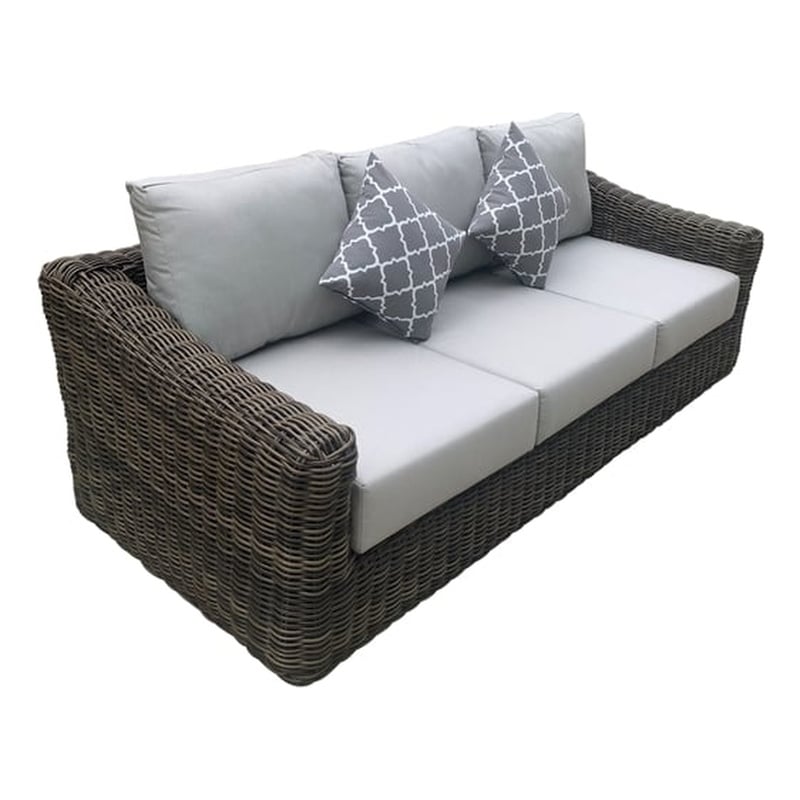 Teva Furniture Monterey Wicker / Rattan Patio Sofa with Cushion in Brown/Beige