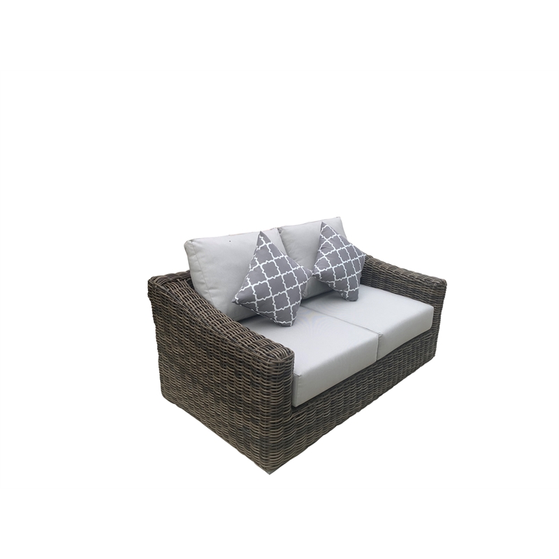Teva Furniture Monterey Wicker / Rattan Love Seat with Cushion in Brown/Beige