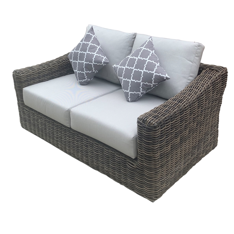 Teva Furniture Monterey Wicker / Rattan Love Seat with Cushion in Brown/Beige