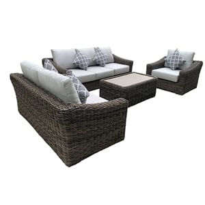 Teva Furniture Monterey Wicker / Rattan Seating Set with Cushion in Brown/Beige