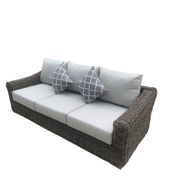 Teva Furniture Monterey Wicker / Rattan Sofa Set with Cushion in Brown/Beige