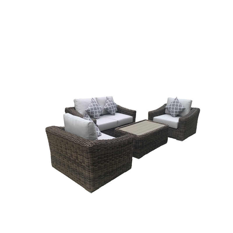 Teva Furniture Monterey Wicker / Rattan Loveseat Set with Cushion in Brown/Beige