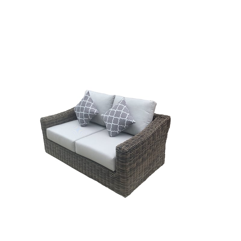 Teva Furniture Monterey Wicker / Rattan Loveseat Set with Cushion in Brown/Beige