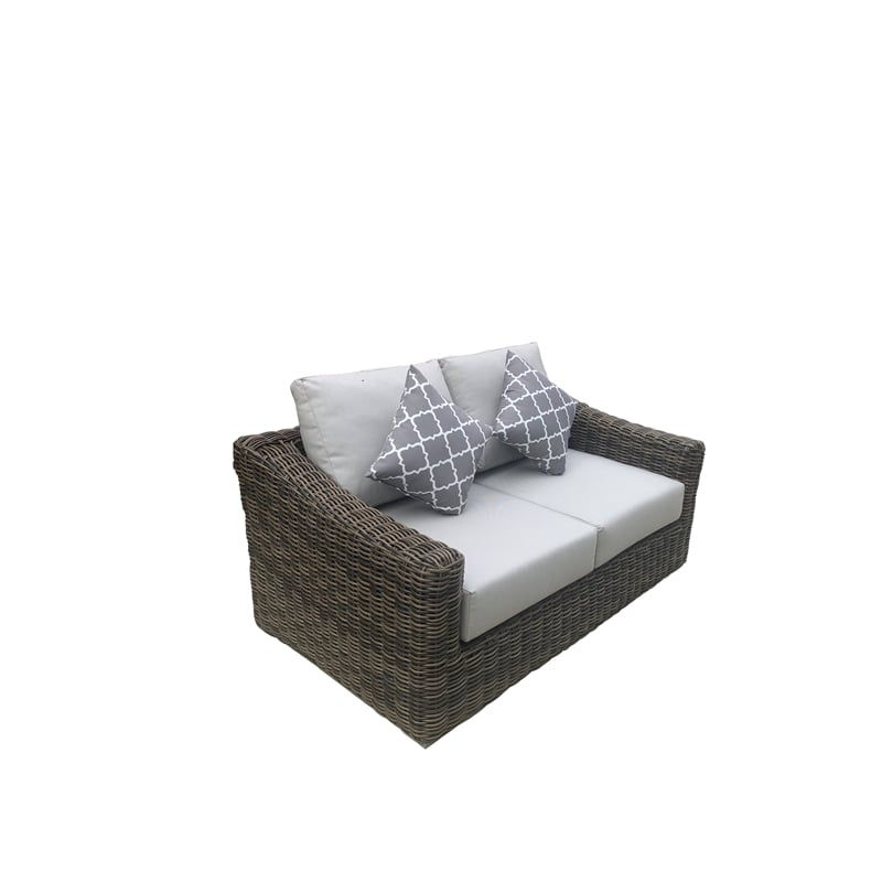 Teva Furniture Monterey Wicker / Rattan Loveseat Set with Cushion in Brown/Beige