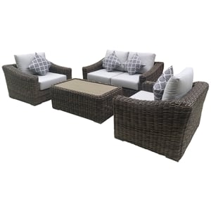 Teva Furniture Monterey Wicker / Rattan Loveseat Set with Cushion in Brown/Beige