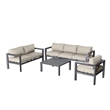 Cabo 4-PC Deep Seating Set Gray Aluminum Frame in Light Beige Cushion