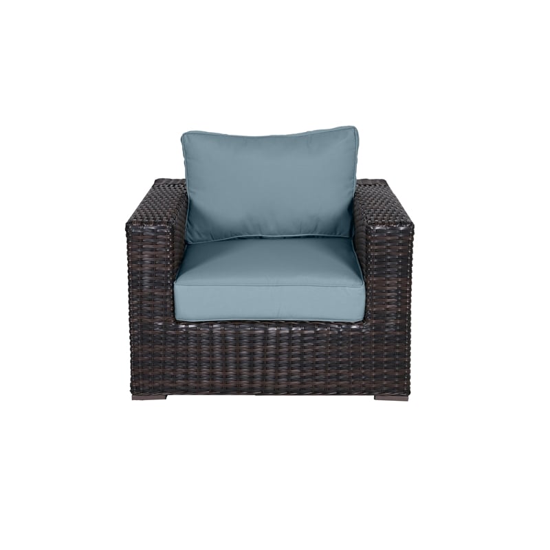 Santa Monica Wicker Rattan Club Chair in Espresso Brown Frame/Spa Cushion