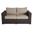 Santa Monica Wicker Rattan Love Seat in Espresso Brown Frame/Wheat Cushion