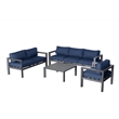 Cabo 4-PC Deep Seating Set Gray Aluminum Frame in Navy Cushion